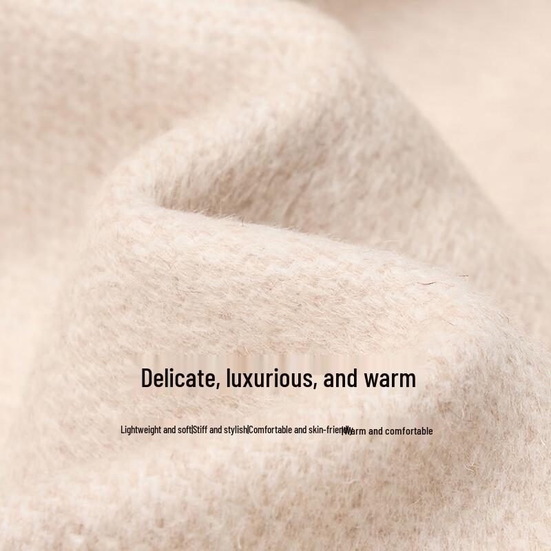 Chuyu Women's 2025 Winter Camel Wool Blend Mid-Length Coat