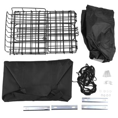 Folding Rear Bike Basket 60L with Removable Liner Bag Rain Cover Net Bag Quick Release Metal for Carrying Dogs Pets