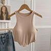 Canottiera imbottita da donna con reggiseno integrato, doppia fodera, collo alto, canottiera da stratificare, magliette basic, aderente, top estivo da uscire