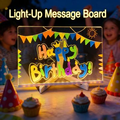 LED Note Board with Colors Light-Up Message Board Acrylic Dry Erase Board with Light Kids Adults Writing Drawing Board with Stand