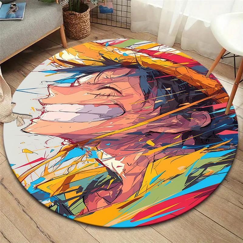 One Piece Monkey D Luffy Round Area Rug Carpet Rug For Living Room Bedroom Sofa Playroom Decor Nonslip Floor Mat
