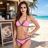 Conjunto de Bikini Sexy Halter para Mujer, Bañador de Tanga con Top Triangular y Ribete Negro, Traje de Baño de Dos Piezas, Bañador Cheeky
