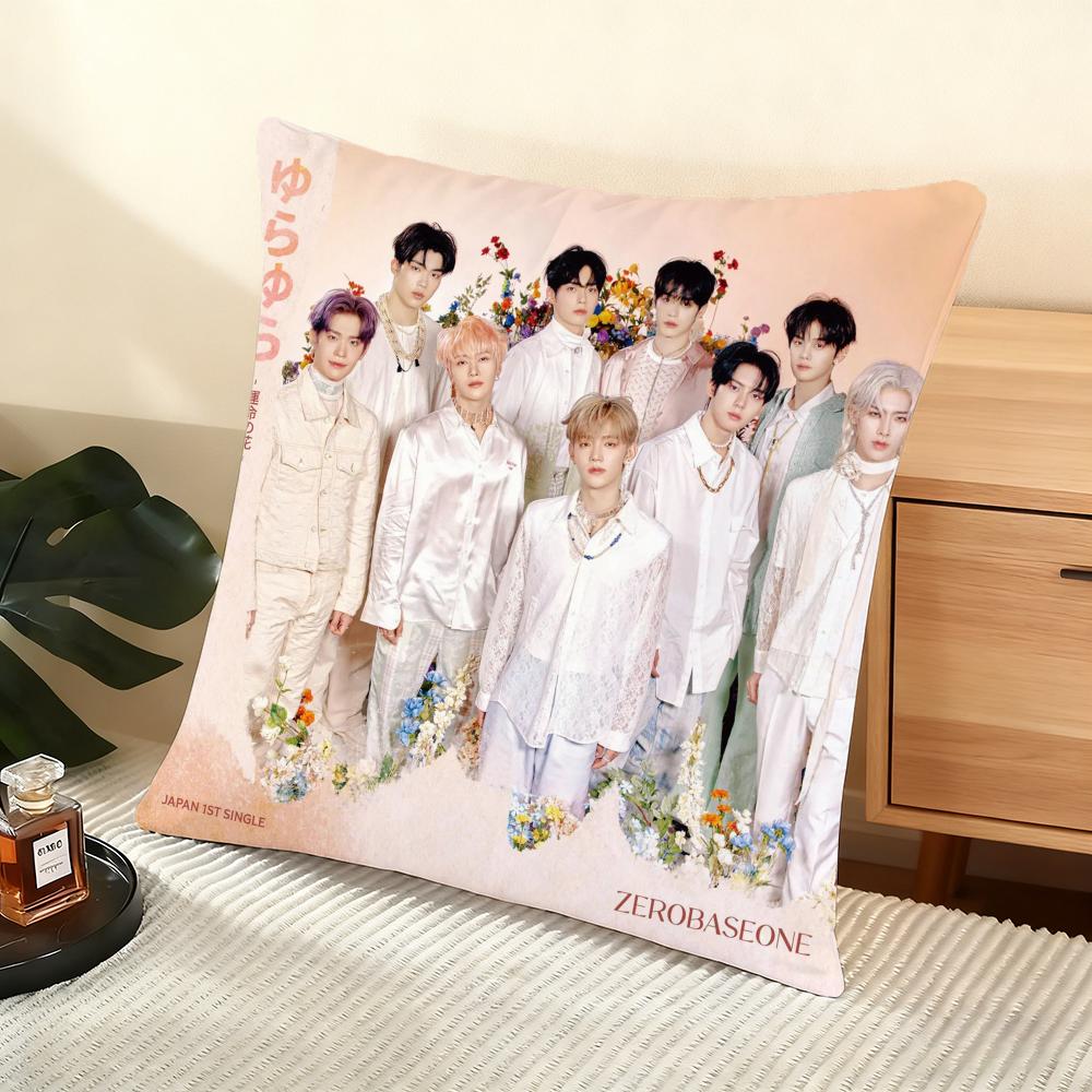 Zerobaseone ZB1 Album Cushion Cover Silky Short Plush Home Sofa Cushion Cover - Invisible Zipper Home Decoration