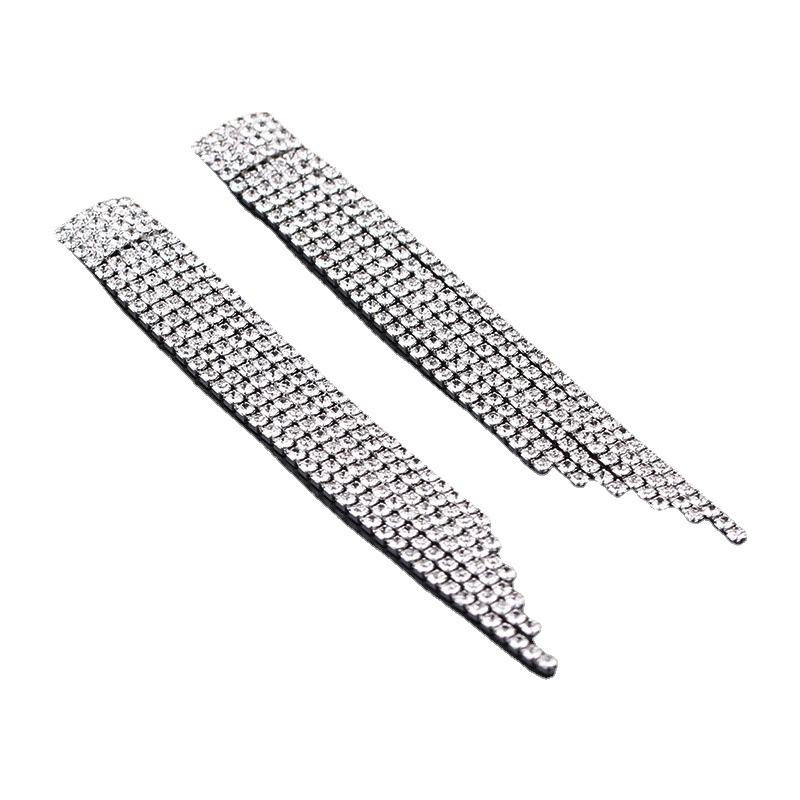 Classic Fashion Popular Earrings Women's Luxury Sparkling Diamond Tassel Exaggerated Earrings Earrings Bridal Wedding Accessories