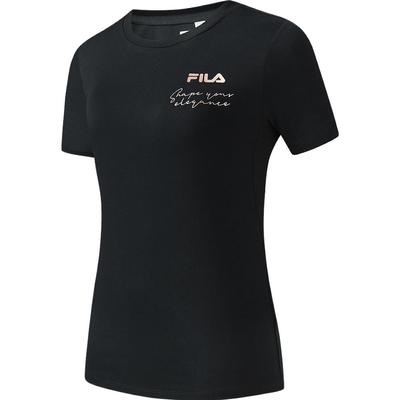 Rundhals-Pullover mit aufgedrucktem Buchstabenlogo, Amerikanisches Vintage-T-Shirt mit kurzen Ärmeln, Damen-T-Shirts, Tiefschwarz, A11W321115ABK