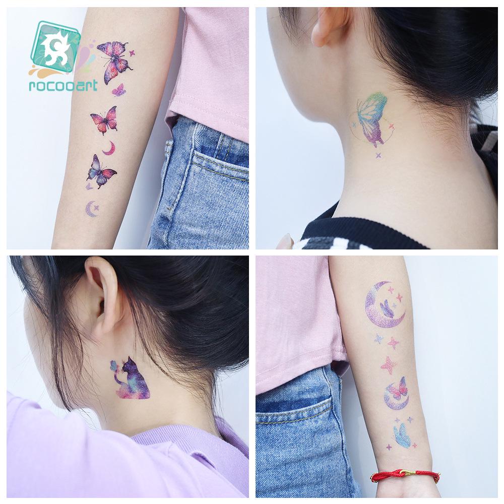Waterproof Gradient Butterfly & Moon Goddess Tattoo Stickers