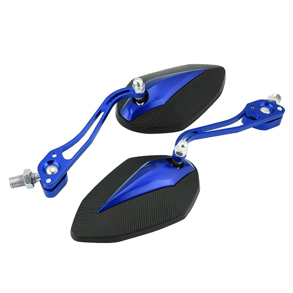 Pair 8mm 10mm Universal Motorbike Motorcycle Rearview Mirror Rear View Side Mirrors Blue