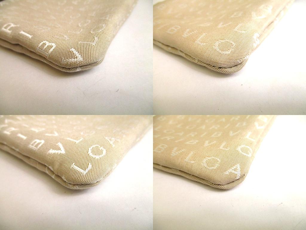 Authentic BVLGARI Logo Mania Beige Canvas Brown Leather Crossbody Bag Pouch #a888  Refurbished
