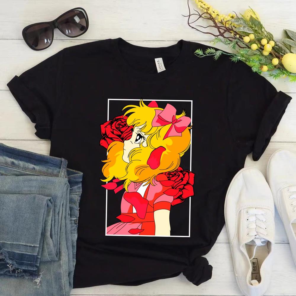 Anime Candy Candy T-shirt Clothes for Women Japanese Manga Short Sleeve Graphic Tee Y2k Kawaii Casual Tops Women's Sumer Clothes