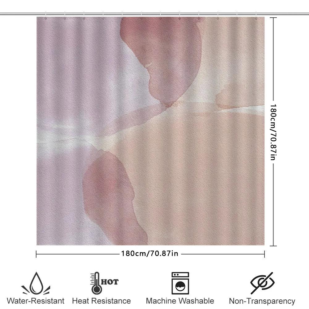 Watercolor Style Bath Shower Curtain Pink White Blush Watercolor Print Modern Bathroom Decor Set For Bathtub Or Handheld Use
