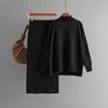 Women's sweater set autumn and winter new solid color semi-turtleneck sweater half-body hip skirt two-piece set