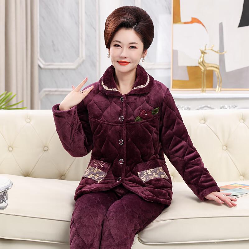 Women's Thickened Coral Flannel Fleece Pajama Set
