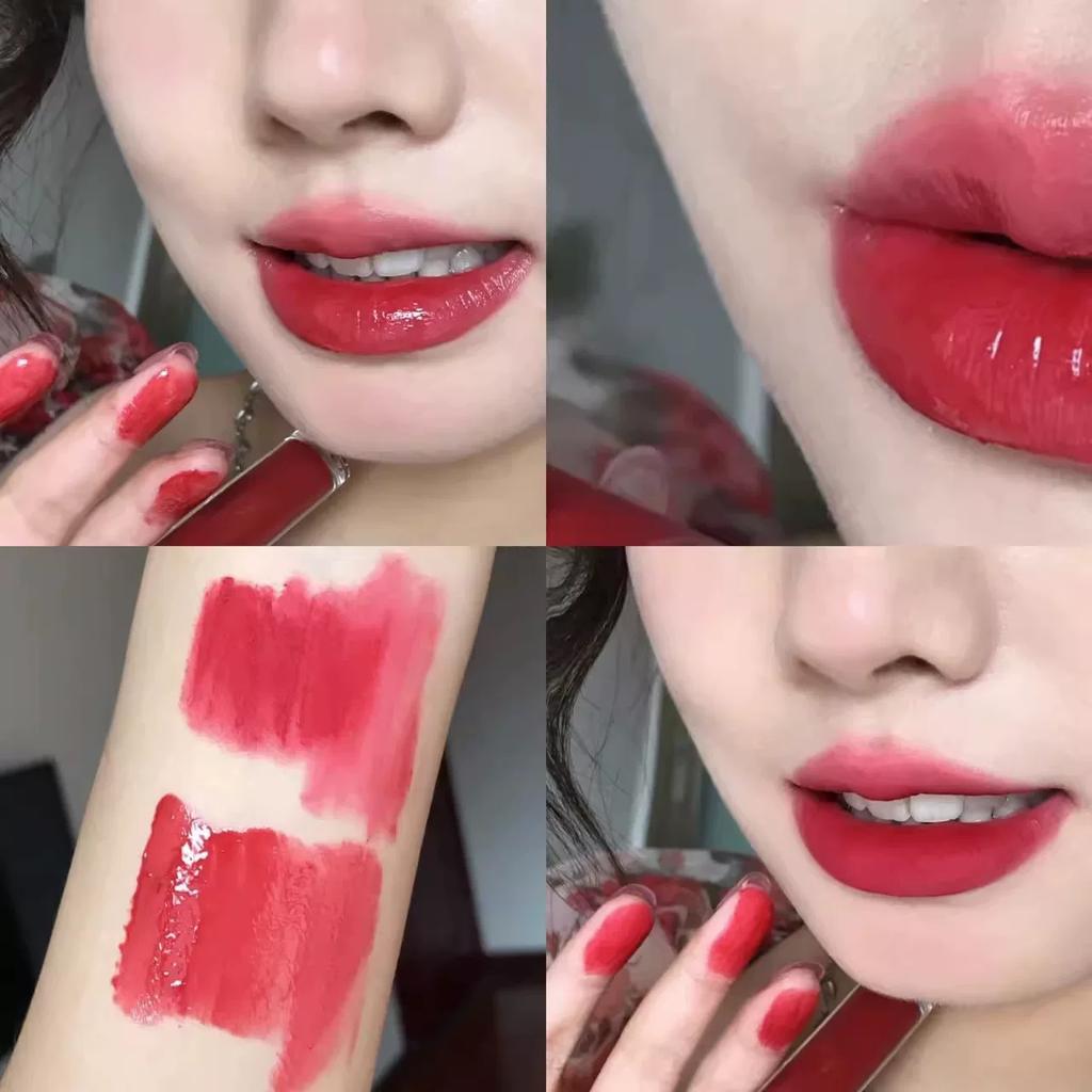 [Mirror + Matte] Double-Headed Lip Lacquer Transparent Water and Light Sense Low Saturation Lip Mud Pseudo Plain Lipstick White Student