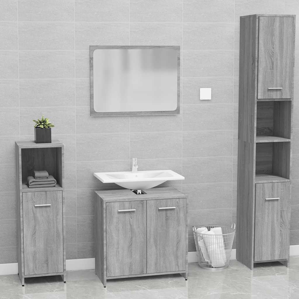 Vidaxl Set di Mobili da Bagno, Rovere Sonoma Grigio