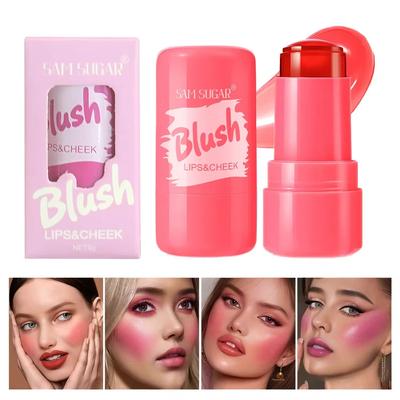 Langanhaltender Jelly Blush Stick 4 Farben Multifunktioneller Mattierender Lippenbalsam Befeuchtend Aufhellender Lidschatten 3 in 1 Lippen-Gloss Make-up