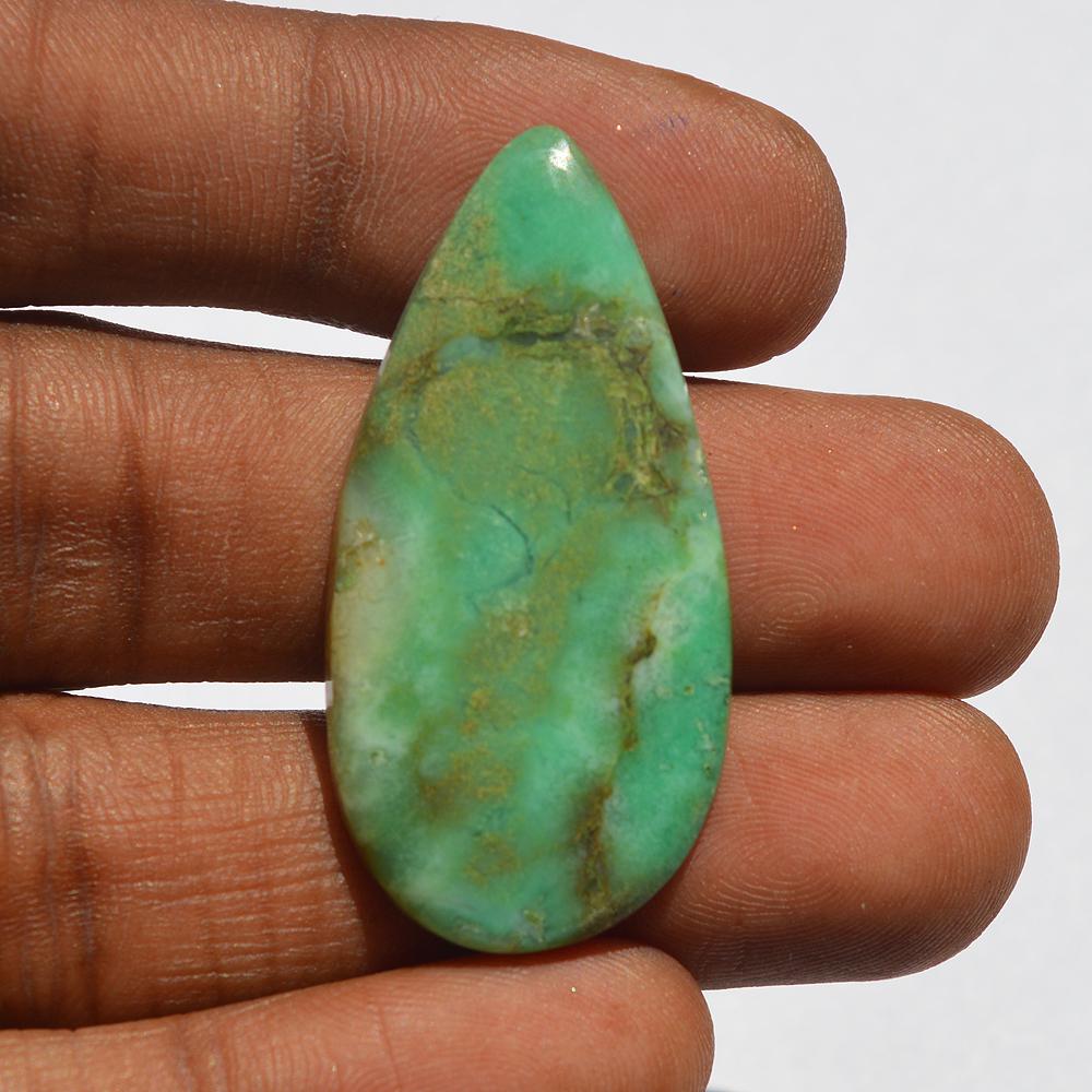 Chrysoprase Gemstone - Natural Chrysoprase Cabochon, Craft Supply, Jewelry Making, 25 Carats, Pear Shape, 41x20x4 MM