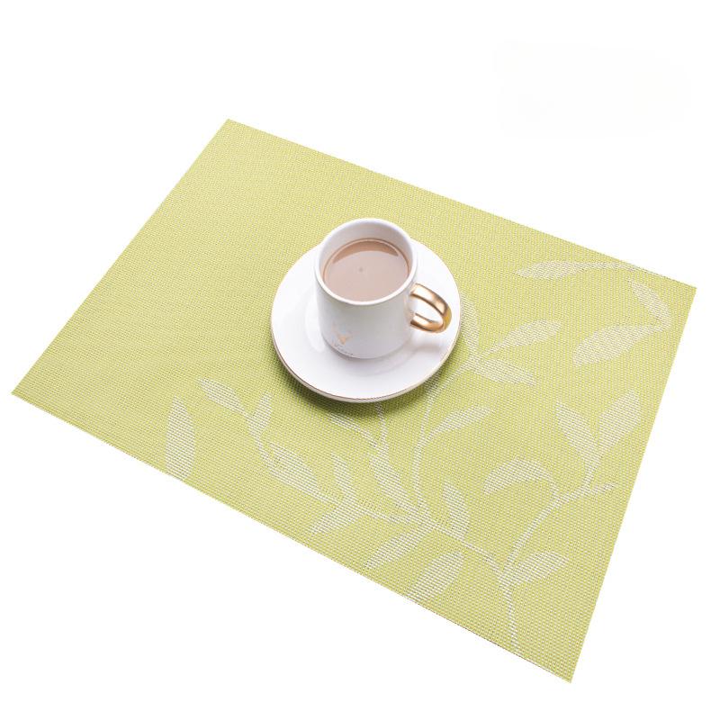 Nordic Leaf Jacquard PVC Placemat Heat-Resistant Washable Durable Table Mats Home Kitchen Hotel Dining Decor