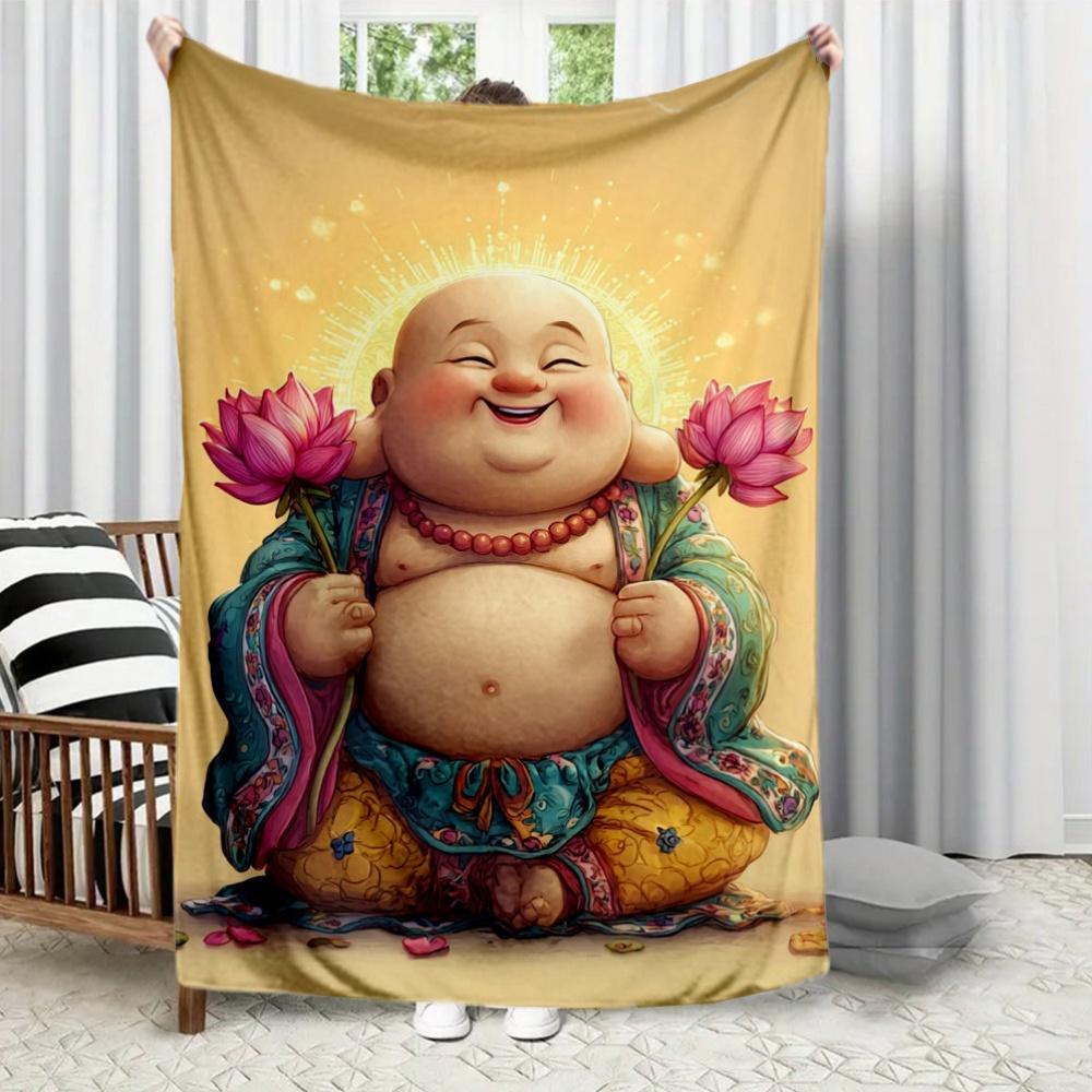 

adorable Maitreya Buddha Flannel printed blanket suitable for all seasons suitable for living room office sofa and travel 75x100cm (30x40inch)