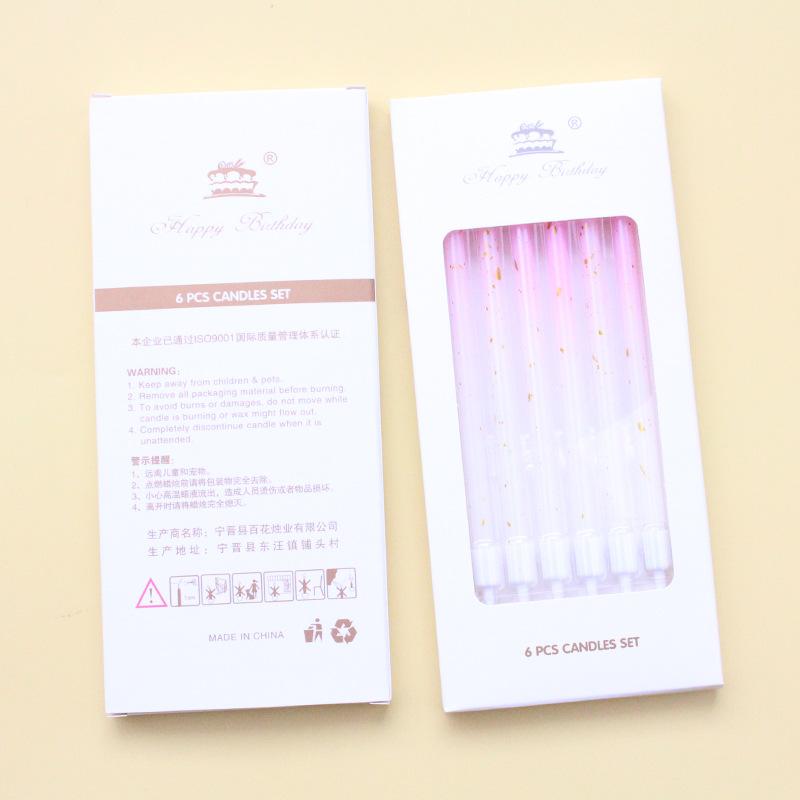 

Gradient Pink and Green Straight Pencil Candle Party Gradient Pink and Platinum Candle A8 gradual change pink white gold candle
