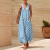 Women Sleeveless V Neck Polka Dot Midi Dress with Pockets Casual Flowy Summer Dress