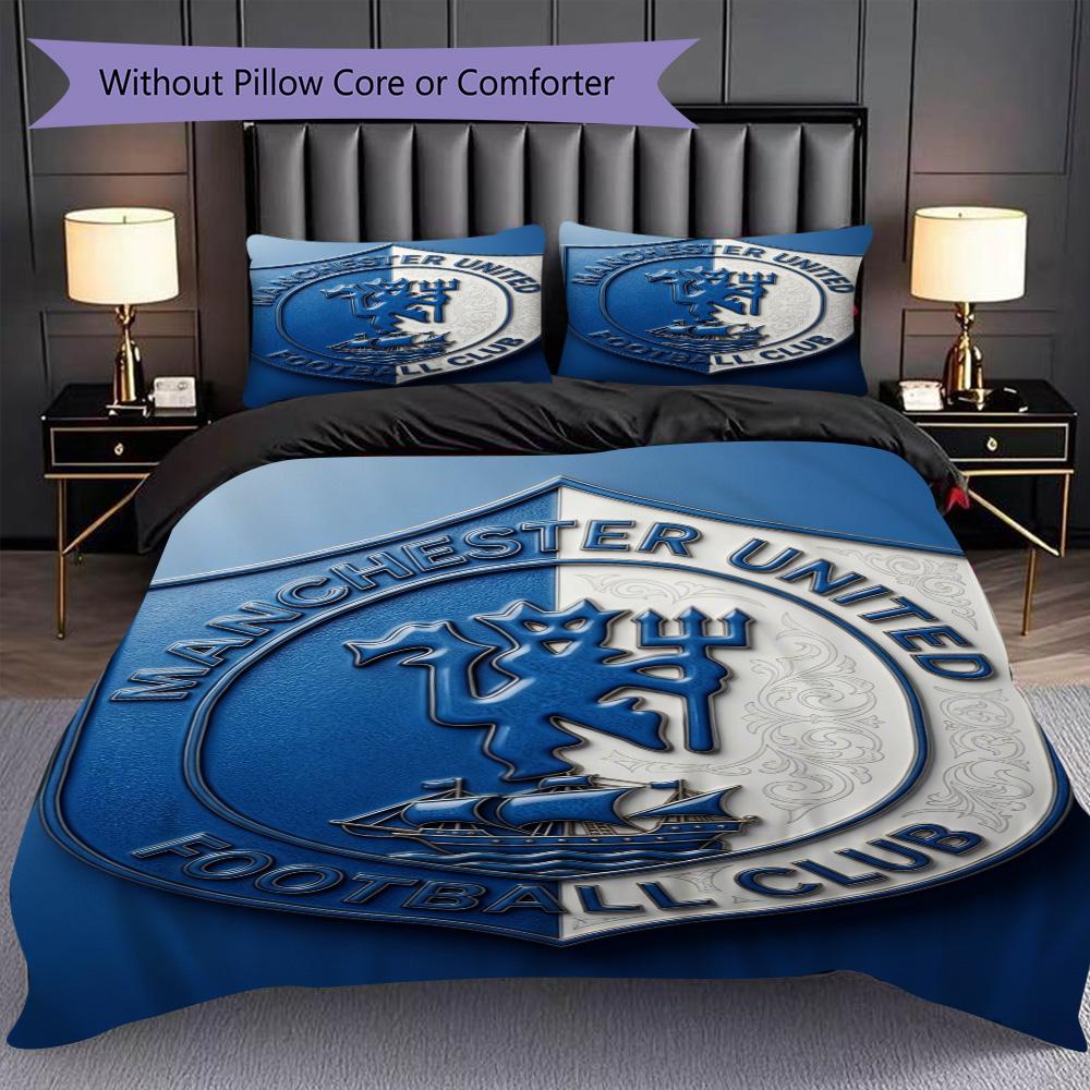 Emblema Manchester Glory Set da tre pezzi (1 * copripiumino + 2 * federa, senza nucleo) Set biancheria da letto 2D Piatto Regalo di Natale Compleanno