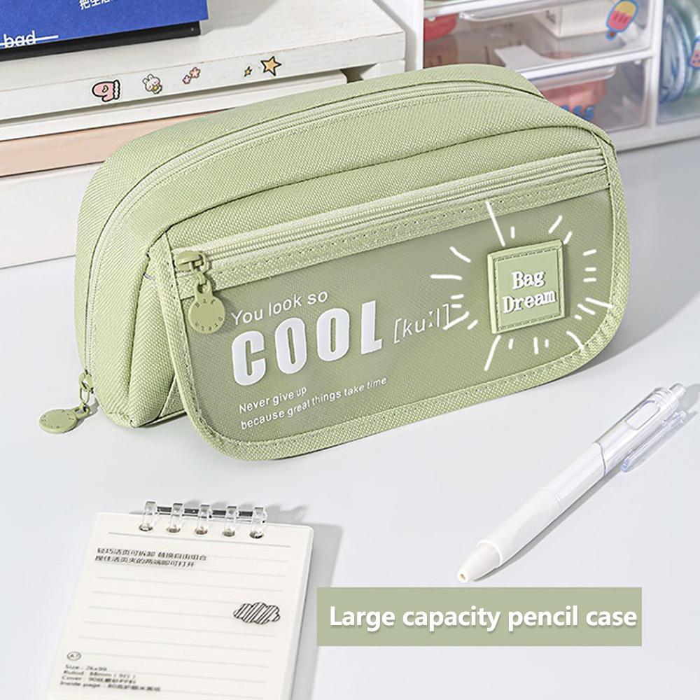 Large Capacity Stationery Storage Bag Multilayer Separation Canvas Pen Bag High-Level Simple For Student Office Stationery Bag