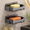 Wall-mounted Soap Drain Box, No Punching, Household Bathroom Soap Rack, Simple with Hook, No Water Accumulation Soap Box