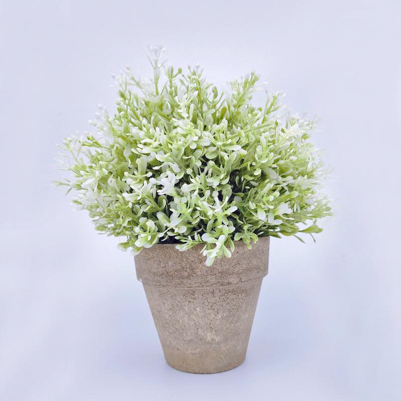 Artificial Bonsai Tree with Pot - Decorative Desktop Ornaments and Simulation Green Grass Ball for Office, Dining, or Cafe Decor.