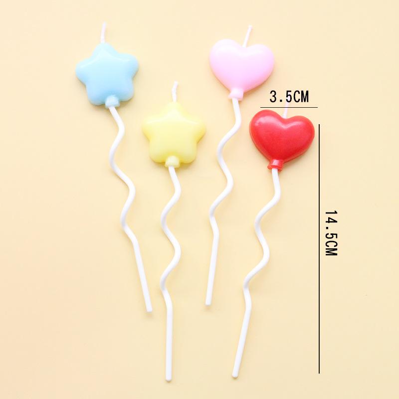 New Birthday Cake Candle Ins Style Retro Love Five-pointed Star Twist Candle Colorful Cartoon Balloon Candle