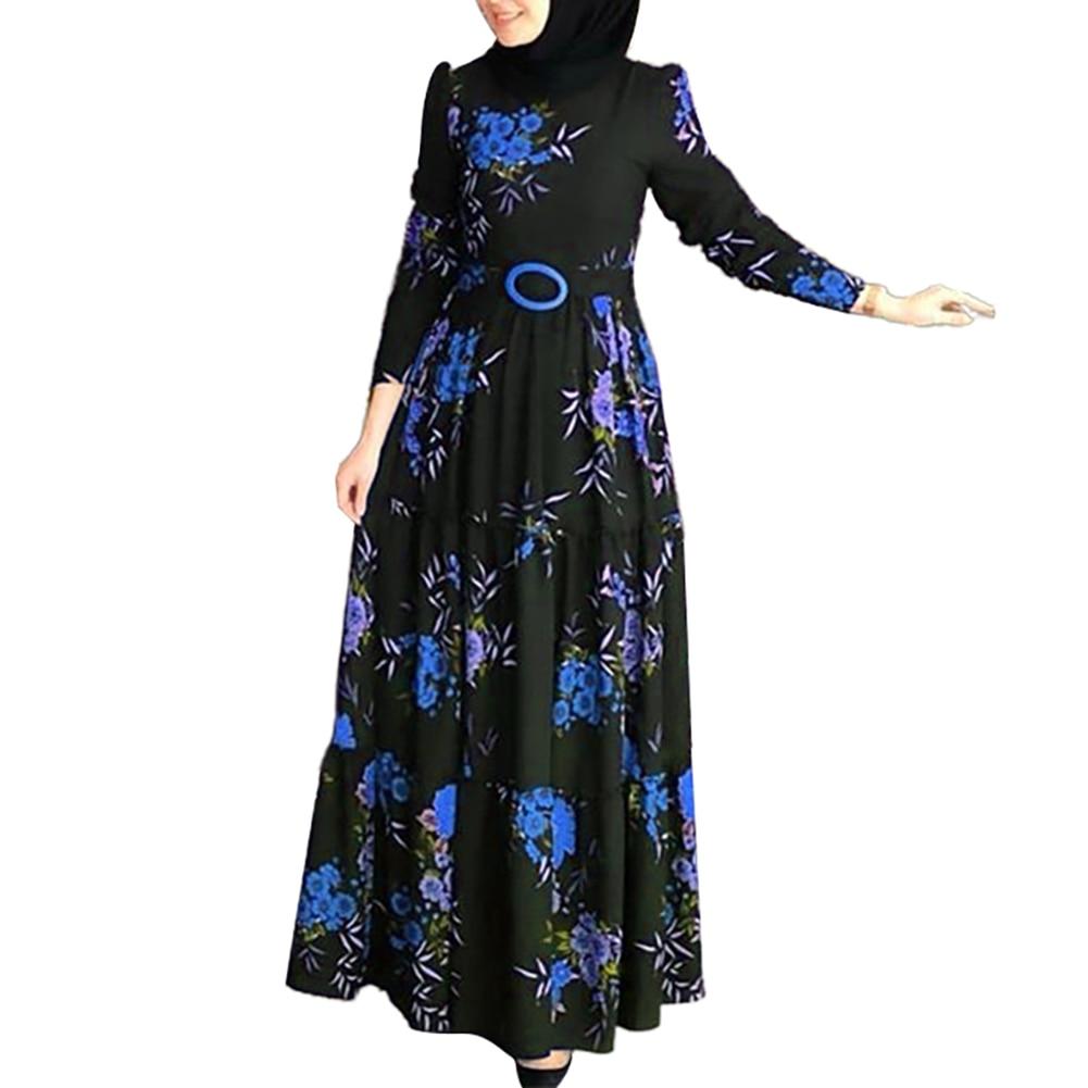 Muslim Abaya Dress Floral Print 