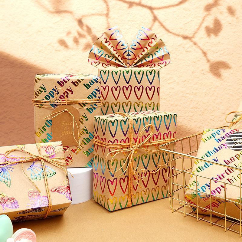 Cross-border Large Size 43CM 3M Gift Wrapping Paper Roll with High-end Embossed Hot Stamping for Birthdays and Valentine's Day.