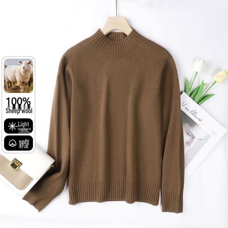 Snowflying Women's Autumn/Winter 100% Merino Wool Half-High Collar Sweater