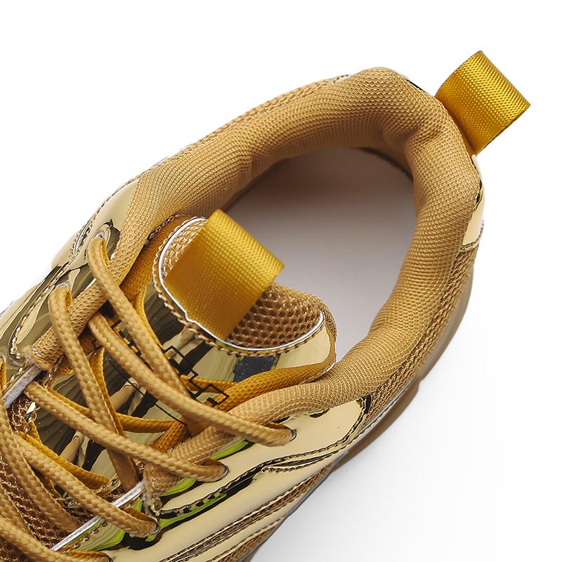 Men Gold Sports Shoes Sneakers Students Hip-hop Black Shoes High Top Basketball Shoes Plus Size