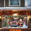 Giant Red Vintage Truck Christmas Banner Santa Claus and Snowman - Heavy Outdoor/garage Door Decoration Christmas Party