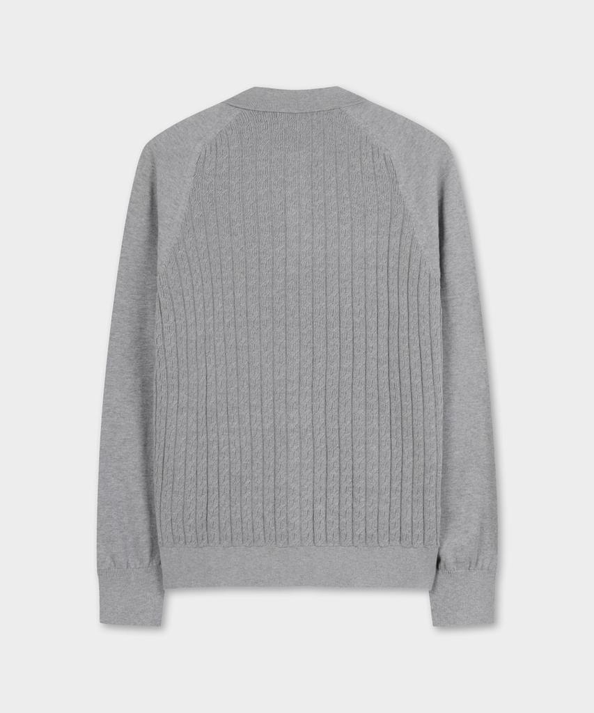 Brooks Brothers Cotton Cable Polo Cardigan (Grey) (Bbwcmmf302)