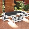 VidaXL Solid Pine Wood Garden Lounge Set 11 Pcs with Cushions Patio Furniture Outdoor Furniture Garden Furniture 3096786