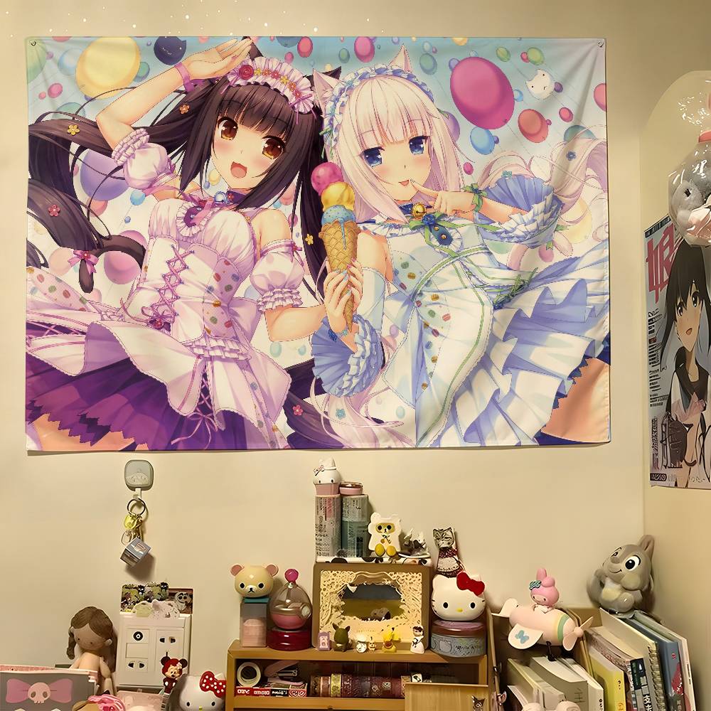 1pc Anime Nekoparas Tapestry Colorful Hippie Psychedelic Bedroom Dorm Decor Aesthetic
