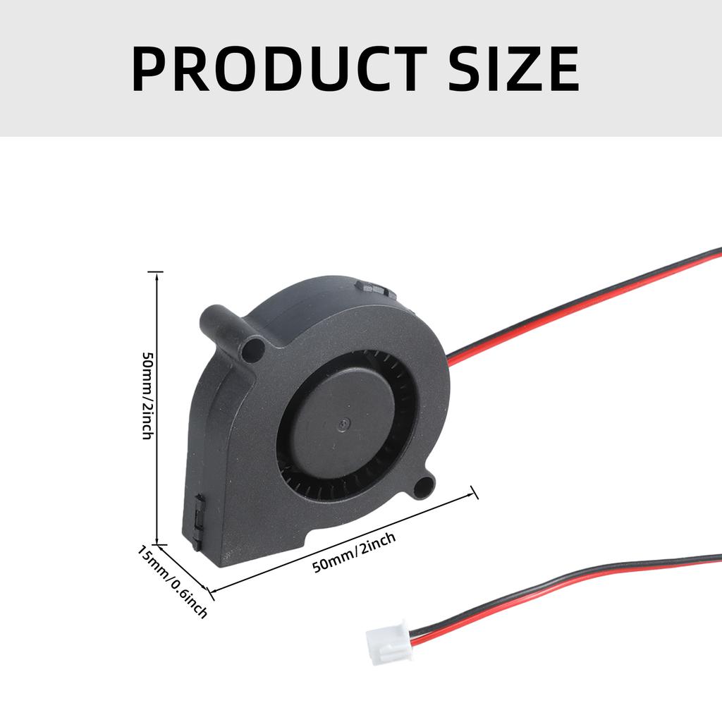 Wentylator dmuchawy powietrza 5015 5V/3000RPM 12V/5500RPM 24V/4000RPM do drukarek 3D, laptopów, komputerów, łożysko olejowe, przewód 28cm