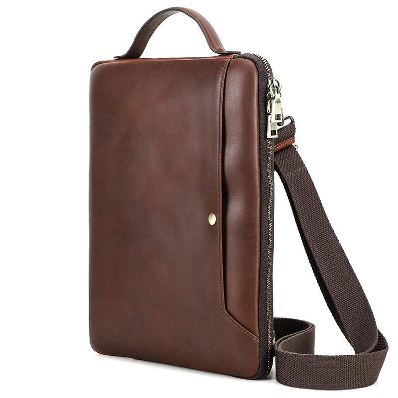 Genuine Leather Laptop Bag For MacBook Pro 14.2 Multi-Functional Crossbody Handheld