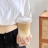 Coffee Mugs Milk Cup Glass Material Striped Glass Cup with Straw Drinking Cup Juice Cup Glass Material for Any Occasion