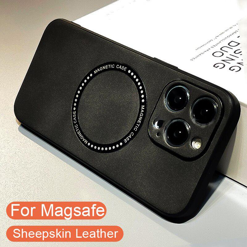 

Business Silky Feel Leather Phone Case For iPhone 17 Pro Max Air 13 12 Mini 14 15 Plus 16 Pro For Magsafe Wireless Charger Cover iPhone 15 Pro