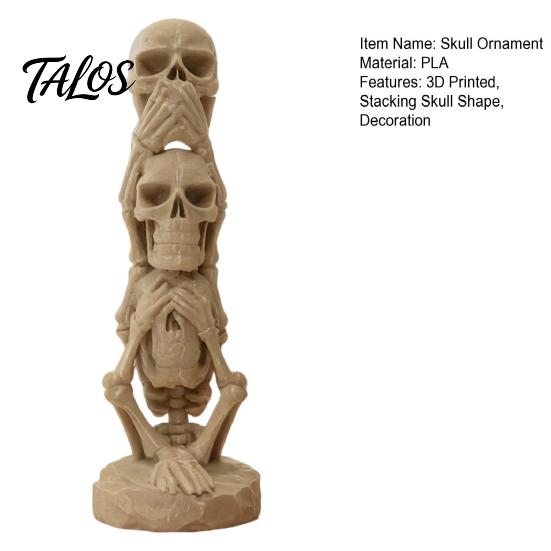 3D Printed Stacking Skull Figurine Figurine, Gothic No Speak Hear See Statue, Halloween Party Horror Decoration for Home Office