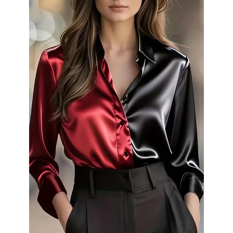 Women Spring Satin Zebra Print Long Sleeve Shirt Elegant Luxury Casual Blouse