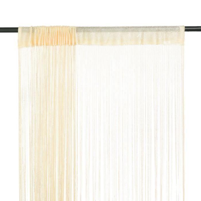 VidaXL Rideau en fils 2 pcs 100 x 250 cm Crème