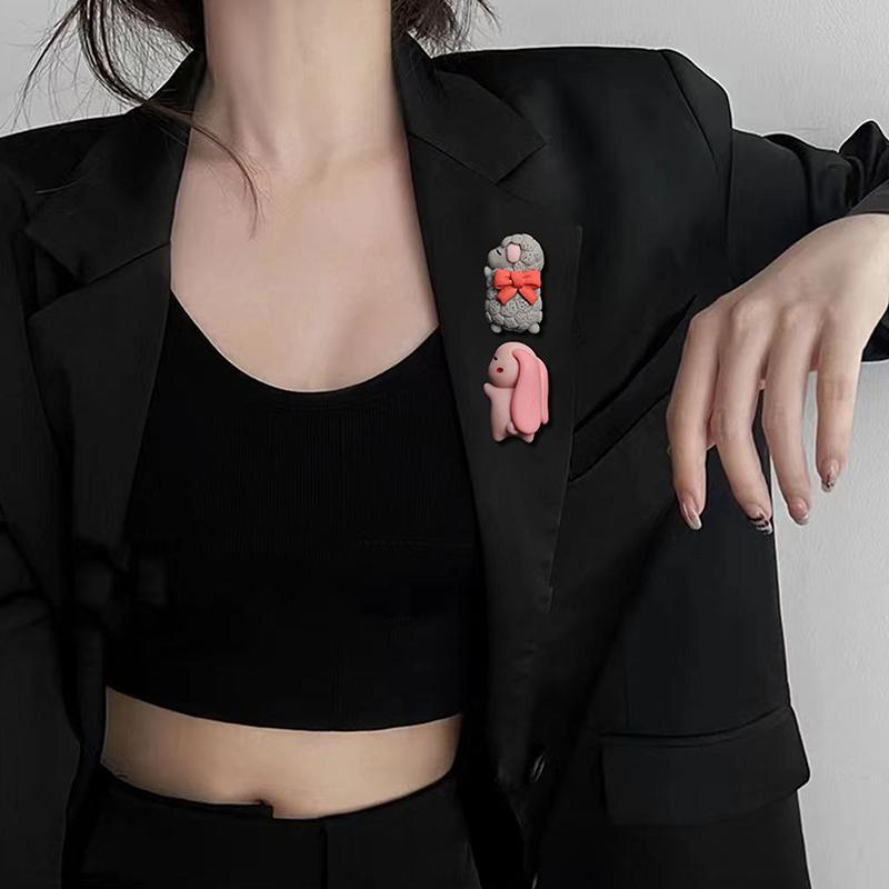 Cartoon Animal Brooch Cute Turtle Bunny Sheep Elephant Brooch Badge Lapel Pin Clothes Backpack Decor Jewelry For Festival Gifts
