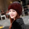 Mink Fur Hat Women Winter Ear Protection Warm Natural Fur Knitted Hat  Fluffy Fur Snow Caps Ladies Black Fur Caps Winter Cap