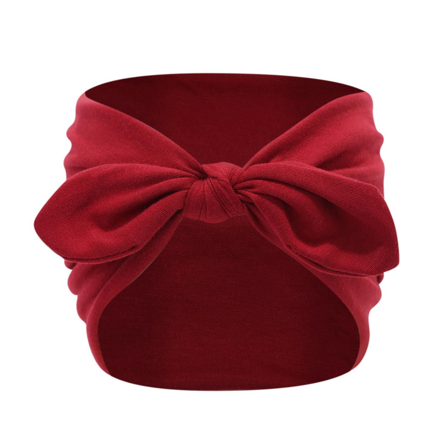 

Wide-sided rabbit ears headband European and American bowknot solid color hair accessories elastic sweat-absorbing yoga sports hairband вина червоного кольору