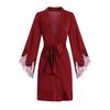 Women's Lace Cardigan Tie Sleepwear Bathrobe Lounge Set