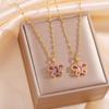 Cute Colorful Zircon Butterfly Pendant Necklaces for Women Girls Stainless Steel Chain Trendy Sweet Jewelry Accessories Gifts