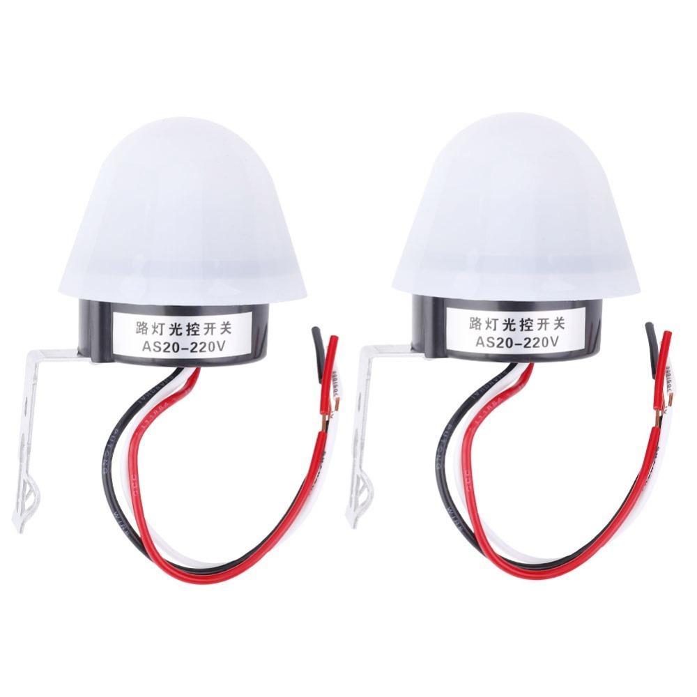 2 PCS 12V/220V 10A 50Hz Street Light Photoswitch AC/DC Adjustable Photocell Sensor Switch Energy Saving with Delay Function